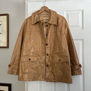 Tan faux Leather rain Jacket